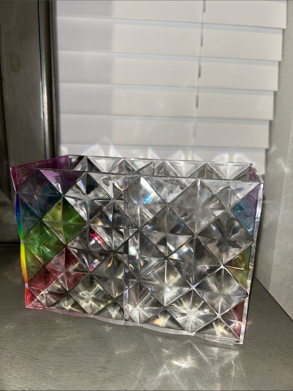 Iridescent Rainbow Pencil Holder or Decorative piece.